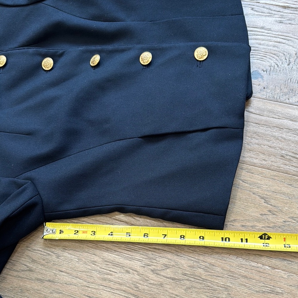 LOFT Navy Asymmetrical Military Structured Suit Jacket Size 00 - Picture 9 of 11